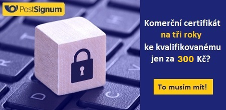 Komerèní osobní certifikát ke kvalifikovanému certifikátu s platností 3 roky za 250,-!